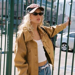 Princess Polly Ristretto Faux Suede Bomber- Brown